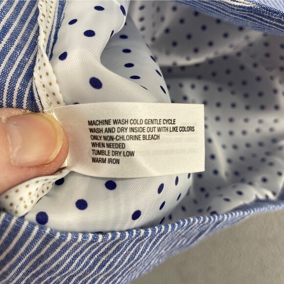 Gap Jacket Womens 20 Plus Academy Blazer Blue Mini Stripe Linen Blend Button NWT - Picture 8 of 11